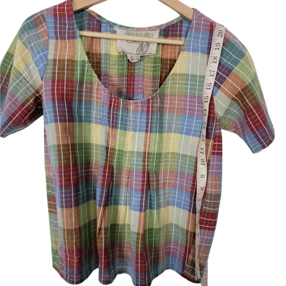 Ace & Jig Cabin Plaid Short Sleeve Top Size XS - Picture 3 of 6